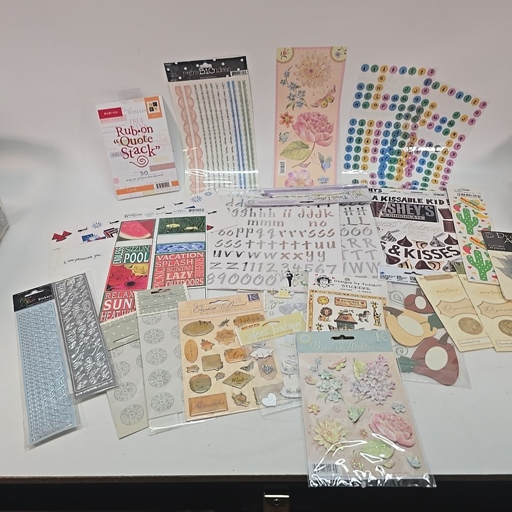 LOT Of Scrapbooking Stickers Packaged & Loose Mixed Themes & Brands